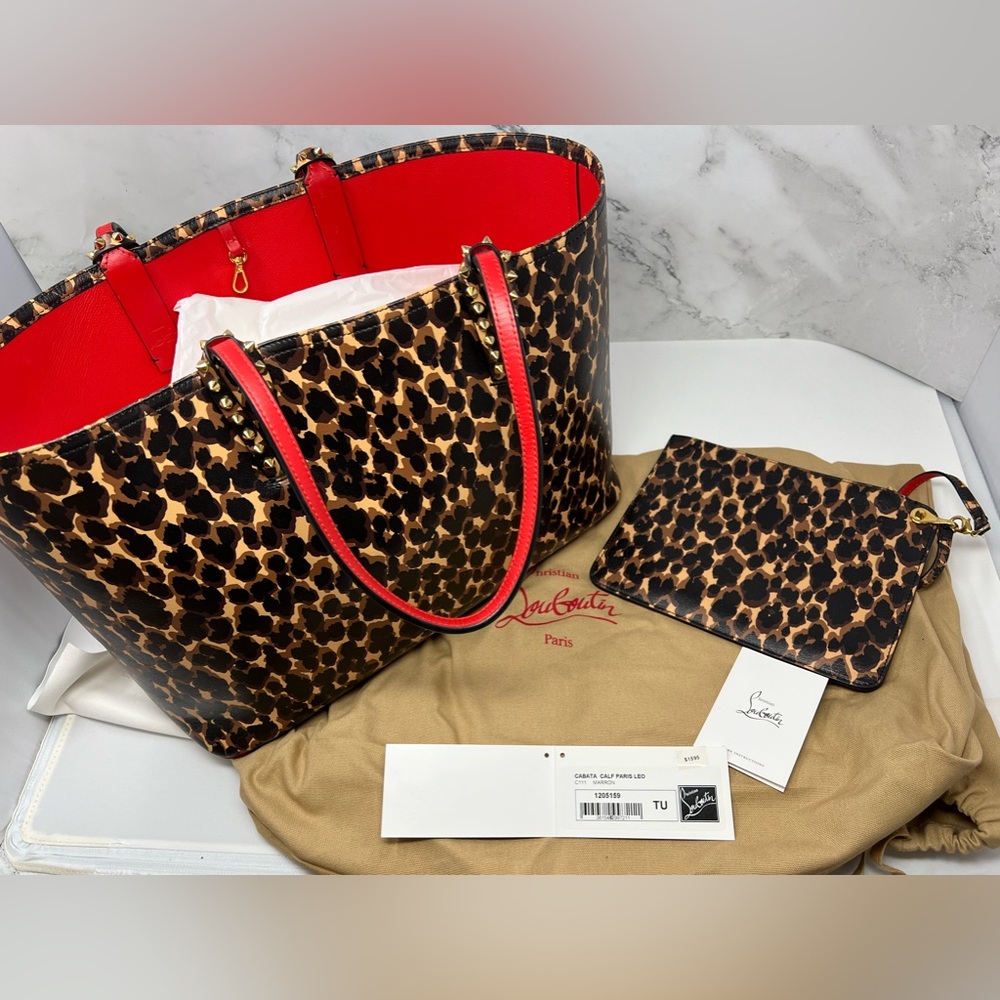 Christian Louboutin Cabata Large Calf Paris Leo Leopard Tote